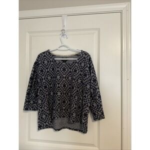 PENDLETON WOOLEN MILLS Women's Pullover Blue Triangle Top 3/4 sleeve size medium